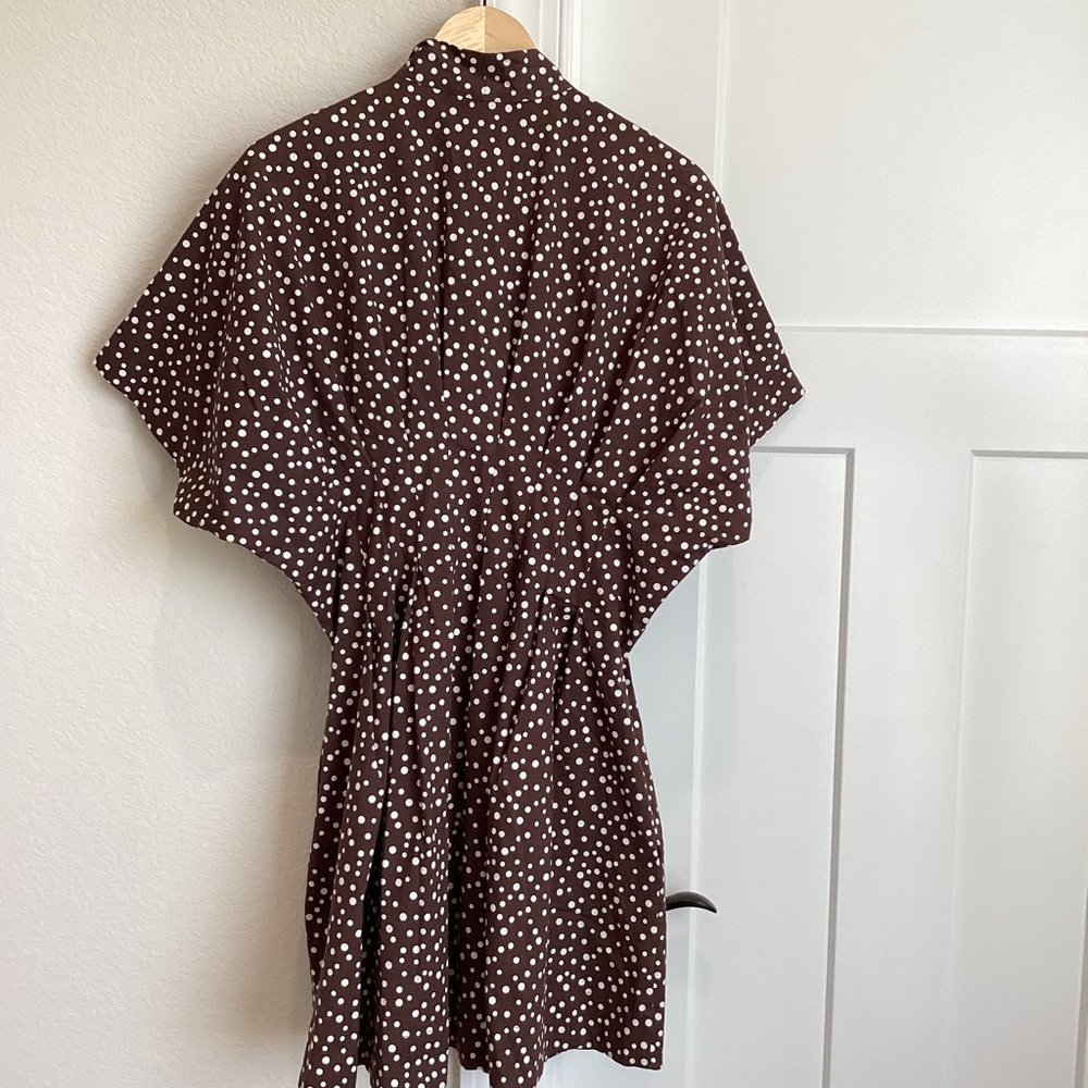 Exquise Tobie Collared Button-Front Tie-Neck Mini Shirt Dress Anthroplogie NEW - Picture 10 of 15